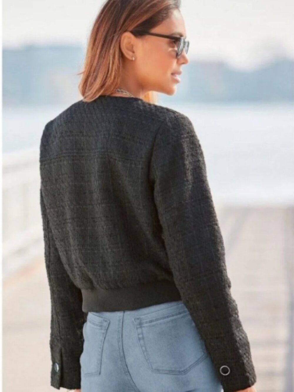 TRUTH by Republic Vintage-Style Cropped Tweed Boucle Bomber Jacket--NWT--12 - Picture 4 of 15